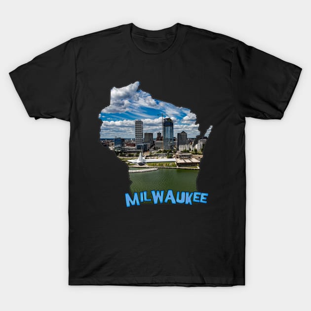 Wisconsin State Outline (Milwaukee) T-Shirt by gorff